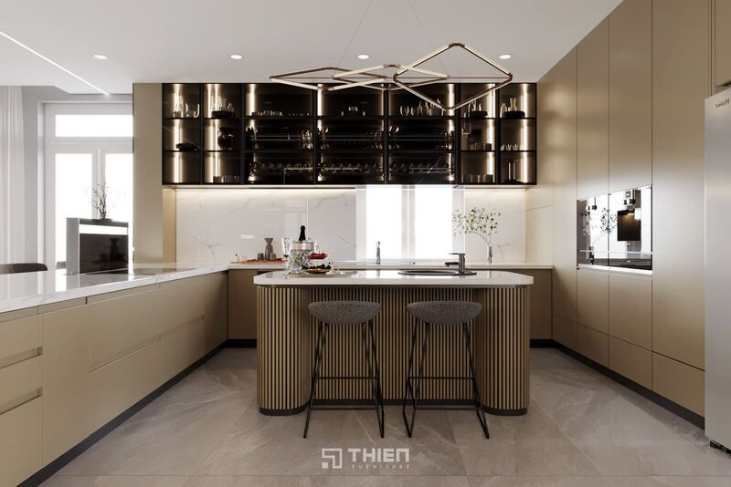 Tủ Bếp Chữ U 10m Luxury Cho Biệt Thự TBT049